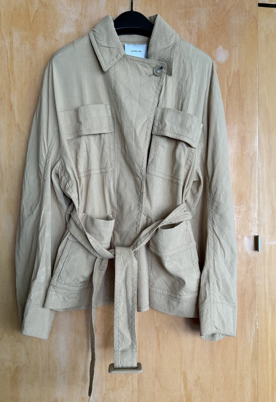 Vince Belted Cropped Jacket Size Medium Tan Brown